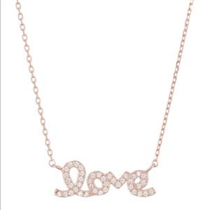 14K Rose Gold Plated Sterling Silver Love Necklace